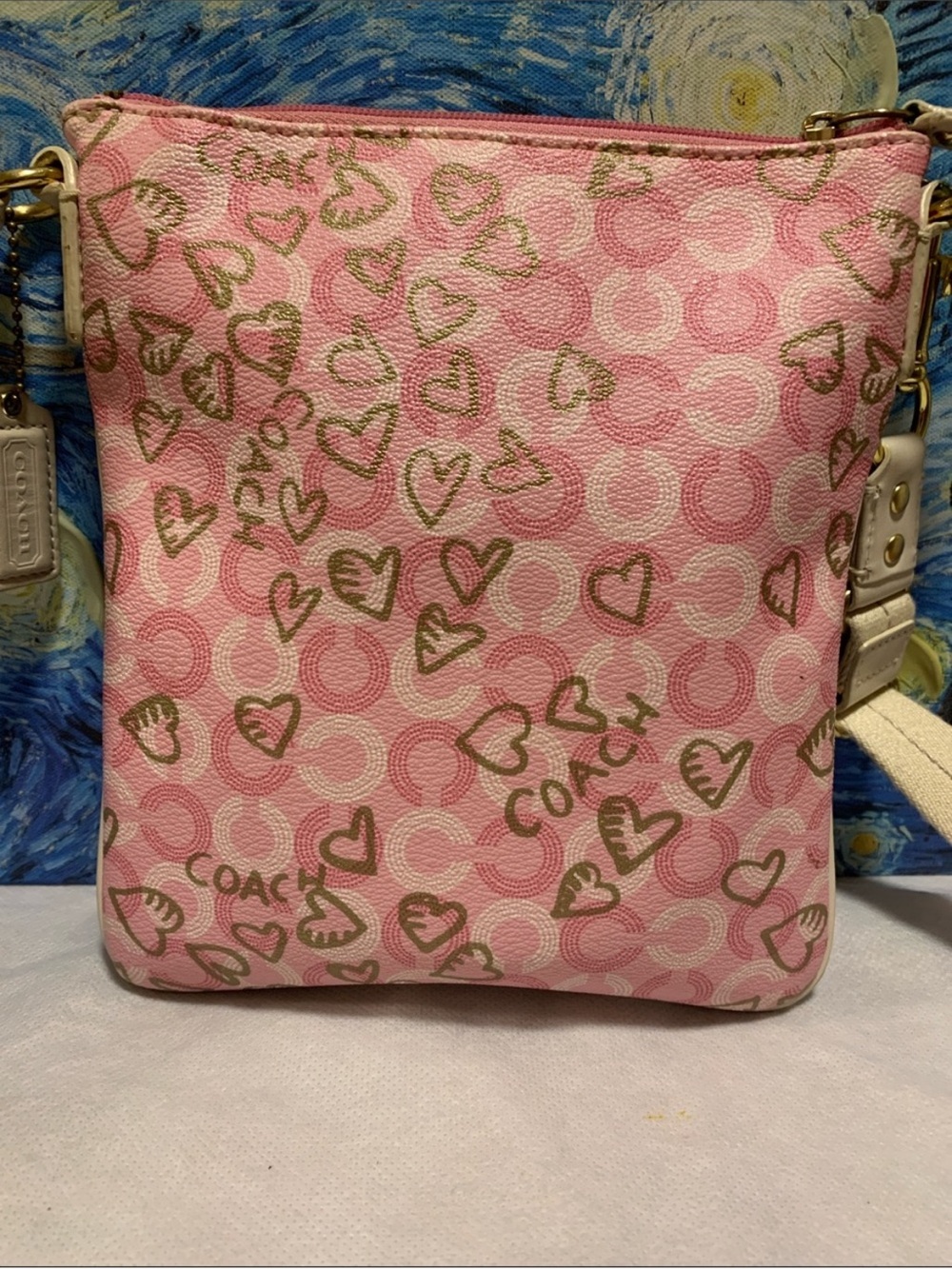 Y2K Coach Waverly Hearts Pink Signature CC Swingpack Crossbody Bag - Picture 3 of 8